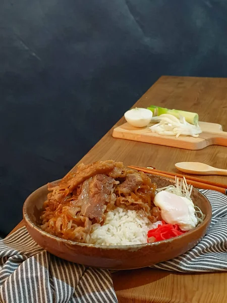 Gyudon Carne Japonesa Arroz Comida Japonesa — Fotografia de Stock
