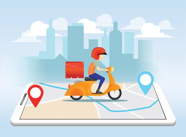 Arkaplan vektöründe scooter ile teslimatçı servisi