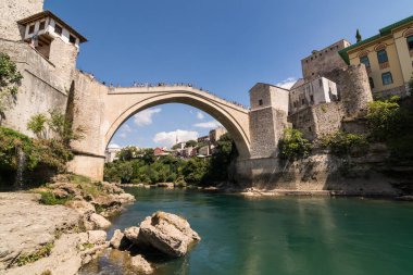 Mostar, Bosna Hersek - Ağustos 2016: Mostar Köprüsü