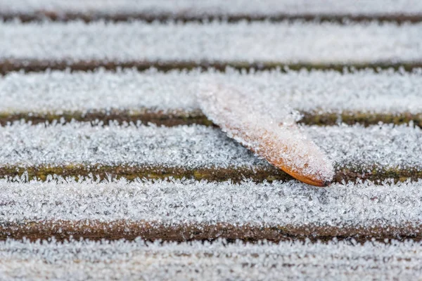 Frost wooden table detail — Stock Photo, Image