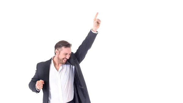 Exitoso hombre de negocios celebrando - aislado sobre un fondo blanco — Foto de Stock