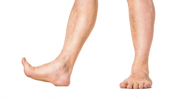 Férfi szőrös lábak elszigetelt fehér background — Stock Fotó