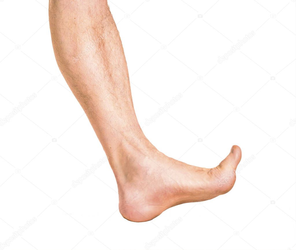 Bare male foot walking