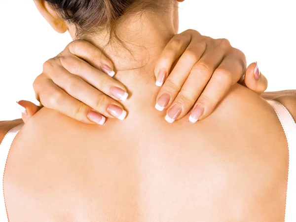 여성의 몸 보여주는 다시 척추 통증. 의료 개념 — 스톡 사진