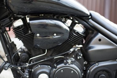 Bir motosiklet ayrıntılarını yatay görüntü.