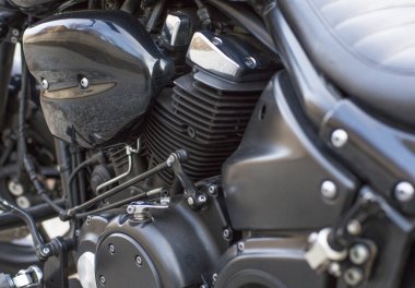 Bir motosiklet ayrıntılarını yatay görüntü.