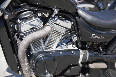 Motosiklet motoru. Krom. Harley davidson.