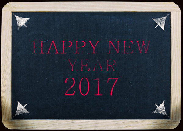 new year 2017 handwritten notice on a slate