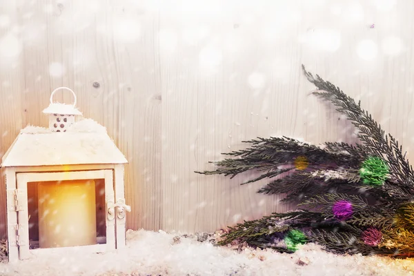 Decoración de la naturaleza muerta de Navidad sobre fondo de madera — Foto de Stock