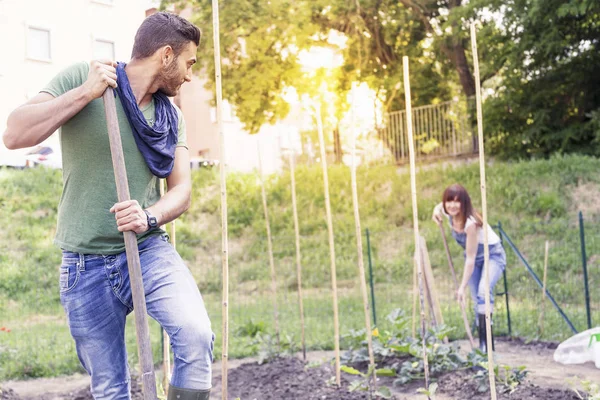 Portrait of a young gardener at work in her greenhouse — Stock Photo, Image