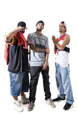 group of three rappers posing in the photographic studio clipart