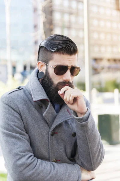 Portrait of young hipsters businessman lost in thought — Stock Photo, Image