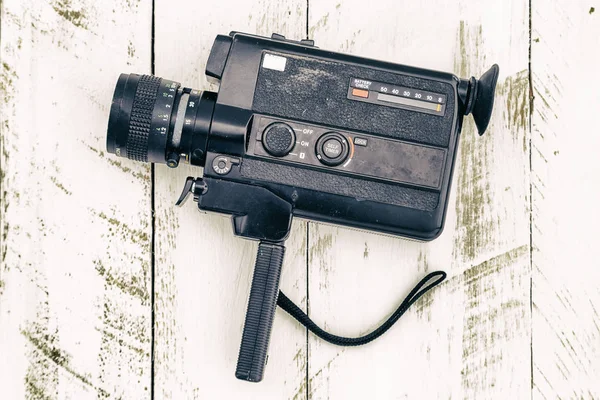 Old vintage analog video camera black colored