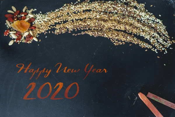 Celebração do Ano Novo 2020 e cometa feito de sementes de linho — Fotografia de Stock