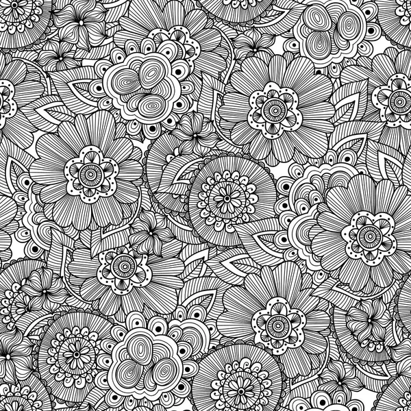 Doodle flores padrão sem costura abstrato —  Vetores de Stock