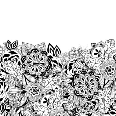 Siyah ve beyaz el vektör dekoratif unsur kenarlık görünerek öğenin