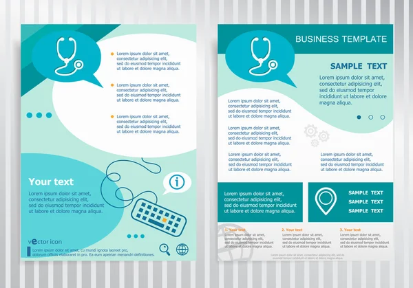 Vektör broşür stetoskop sembolü. El ilanı tasarımı.