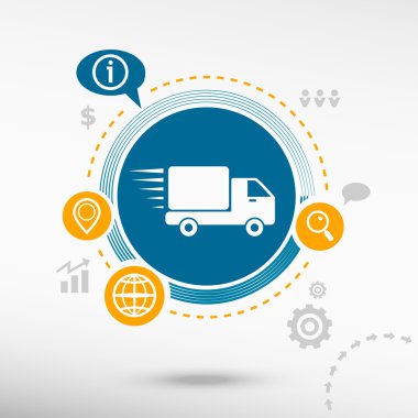 Hızlı teslimat servisi simgesini ve yaratıcı tasarım öğeleri