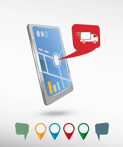 Icono de servicio de entrega rápida y perspectiva smartphone vector rea — Vector de stock