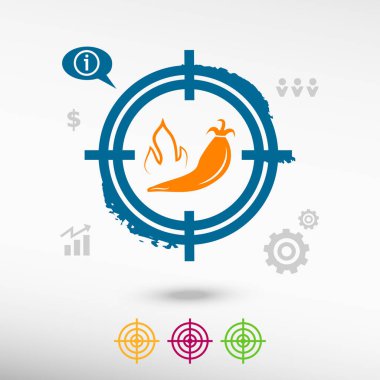 Acı biber simgesini hedef simgeleri arka plan üzerinde