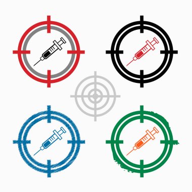 Şırınga simgesini hedef simgeleri arka plan üzerinde