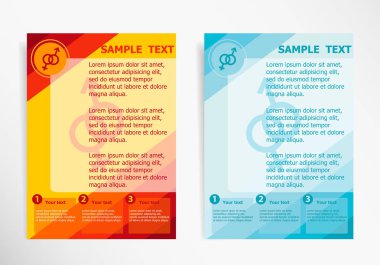 Erkek ve dişi sembolü soyut vektör modern el ilanı, broşür