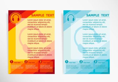 Soyut vektör modern el ilanı, broşür vecto kulaklık sembolü