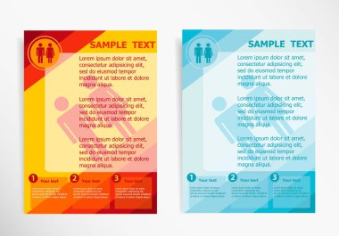 Modern soyut el ilanı, afiş, broşür de erkek ve kadın simgesine