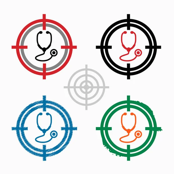 Stethoskop-Symbol auf dem Hintergrund der Zielsymbole — Stockvektor