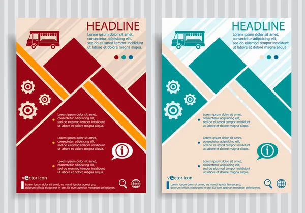 Camión de comida símbolo plano folleto moderno, folleto plantilla de vector — Archivo Imágenes Vectoriales