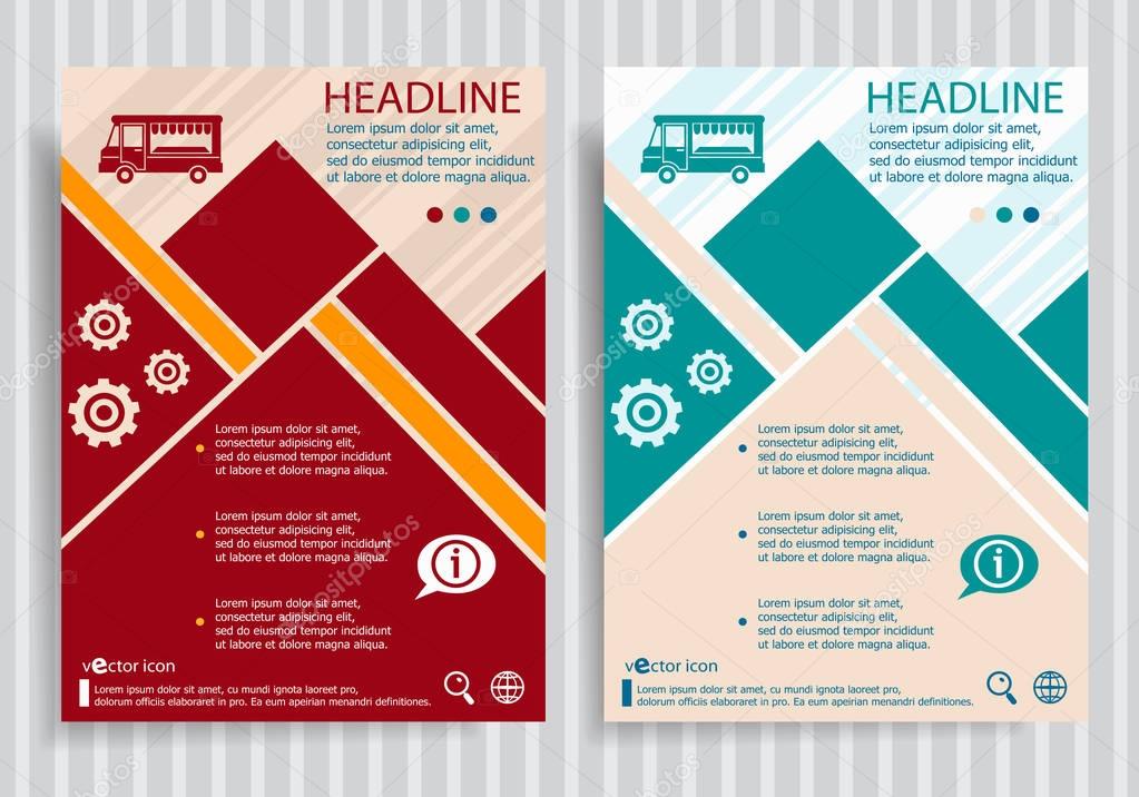 Food truck flat symbol modern flyer, brochure vector template