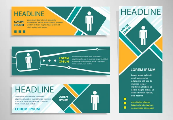 Icône homme sur la bannière de réduction horizontale et verticale, en-tête — Image vectorielle