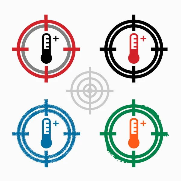 Thermometer-Symbol auf dem Hintergrund der Zielsymbole — Stockvektor