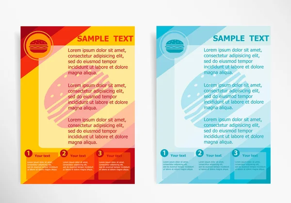 추상적인 벡터 현대 전단지에 햄버거 아이콘 — 스톡 벡터
