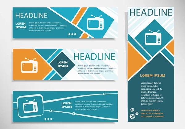 Yatay ve dikey afiş televizyon simgesi. Modern afiş