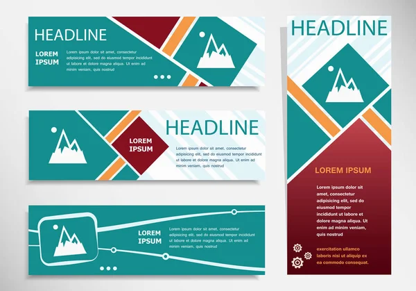 Icono de montaña en banner horizontal y vertical — Archivo Imágenes Vectoriales