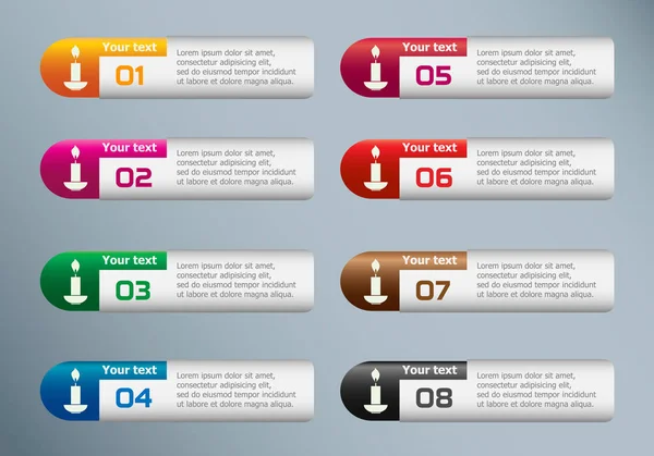 Infographic tasarım şablonu mum ve pazarlama simgeleri. — Stok Vektör