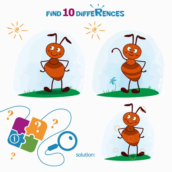 10 farkları bulun. Çizgi film vektör çizim fark bulma