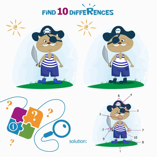 10 farkları bulun. Çizgi film vektör çizim fark bulma