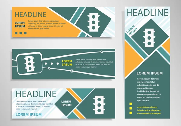 Icône Stoplight sur la bannière de réduction horizontale et verticale, la tête — Image vectorielle