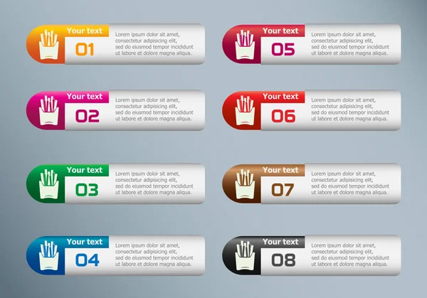 Bratkartoffeln-Ikone und Marketing-Ikonen auf infographic design te — Stockvektor