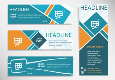 Güneş Paneli simgesini yatay ve dikey afiş. Modern banne