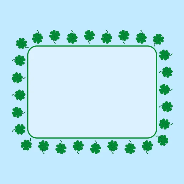 Obdélníkový rámeček s zelenou čtyř listů jetele — Stockový vektor