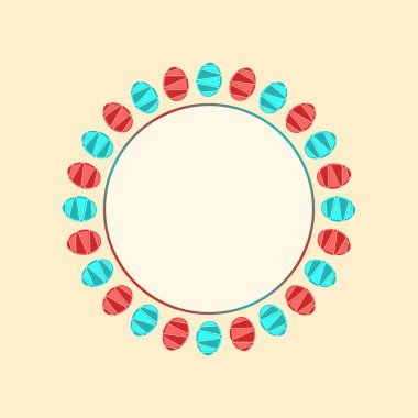 Kırmızı ve mavi Paskalya yumurtaları ile daire kare