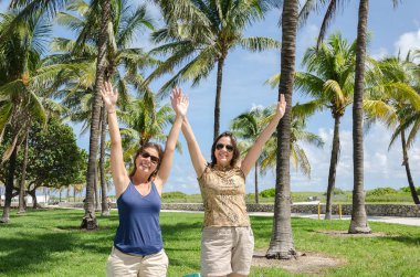 Turistik Miami Beach palmiye ağaçları ile zevk