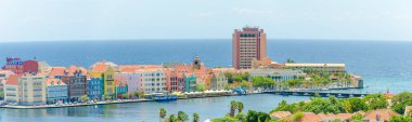 View of  Willemstad  downtown with colorful facades in Curacao clipart