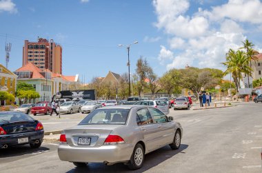 Willemstad Curacao sokakta görünümünü kendi benzersiz architectur ile