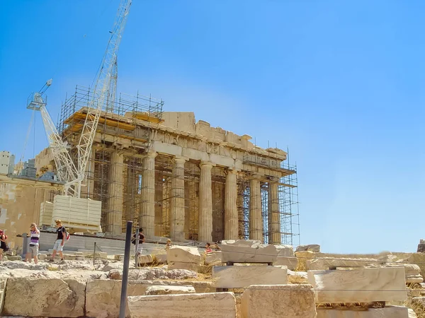 Vista esterna del tempio del Partenone all'Acropoli — Foto Stock