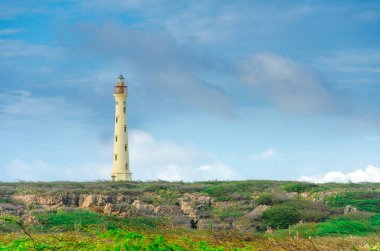 Aruba beyaz eski Kaliforniya deniz feneri 