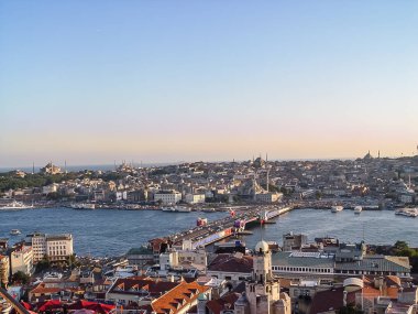 Gün batımını Istanbul 'un panoramik manzaraya